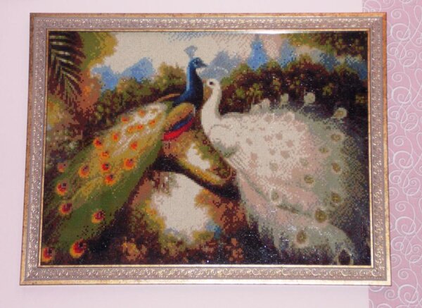 Павлины в технике мозаика 3D