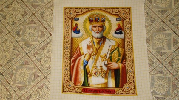 Св. Николай Чудотворец Схема Стоянки Ивановой. Канва 25, гобелен. ст.