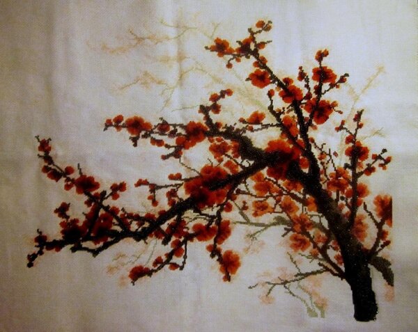 ветка сакуры
вышивка бисером, крестиком, полукрестиком