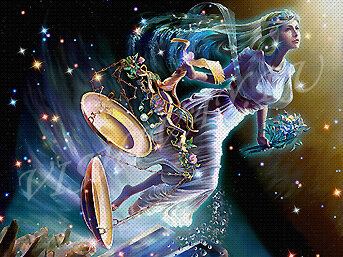 Весы 2, Знаки Зодиака Кагая.  Картинка будущей вышивки.