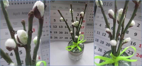 Верба, пластика + шерсть с вискозой. МК Юлии Прокопюк