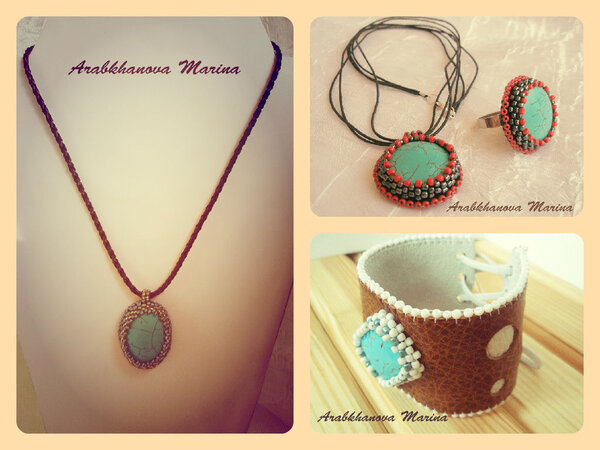 Украшения с использованием камней и бисера