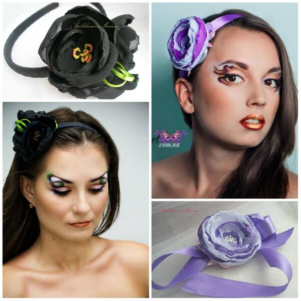 Повязка на ленте с цветком, полностью выполнена из шифона. Можно использовать как пояс для платья. Очень красиво и оригинально.