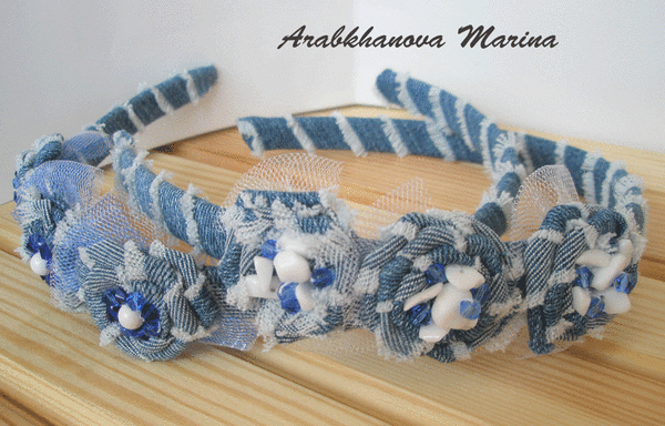 Джинсовые аксессуары для волос, под джинсовый стиль.