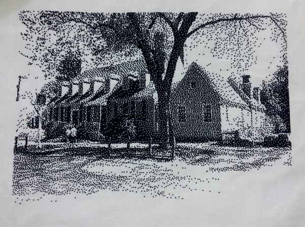 The Market Square Tavern 
Канва : Aida 18 кремовая
Размер в стежках: 320x220
Используемое мулине : ПНК им.Кирова
Количество цветов : 1
Техники: крест
Срок исполнения : 26.12.18 - 15.03.19