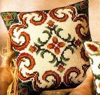 Vervaco 1200-650 Geometric Red-Cream Cushion.jpg